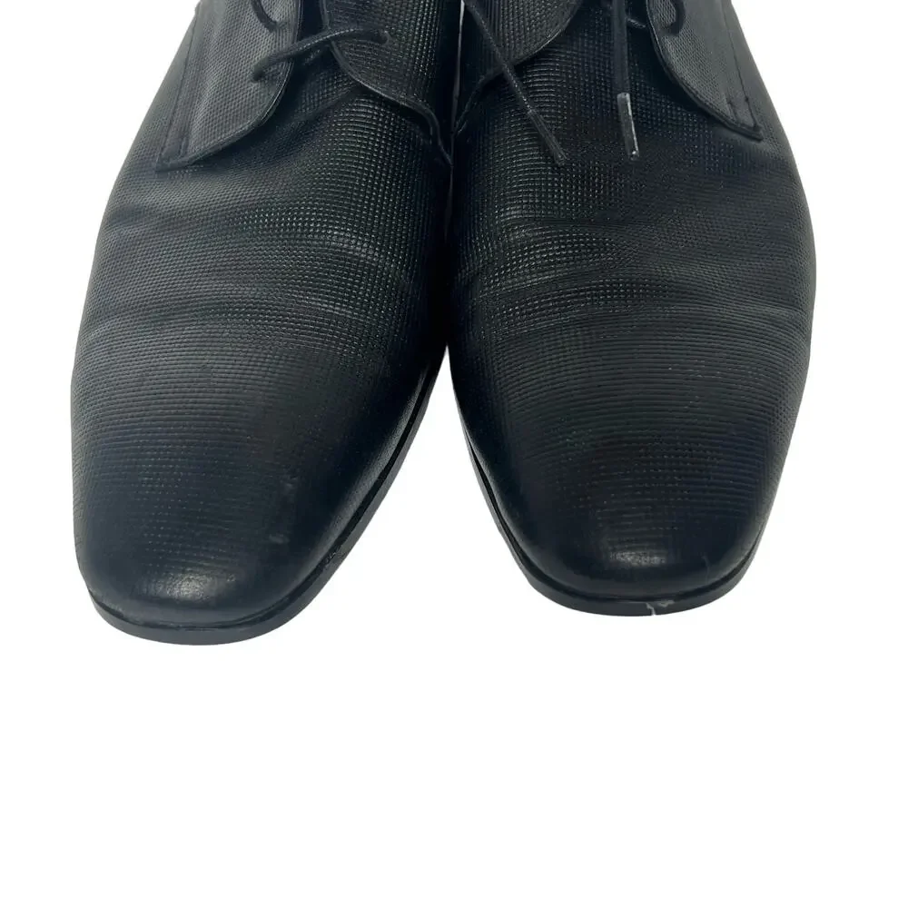 HUGO BOSS Highline Derb Pr1 Textured Leather Derby Shoes Black Mens Size US 10